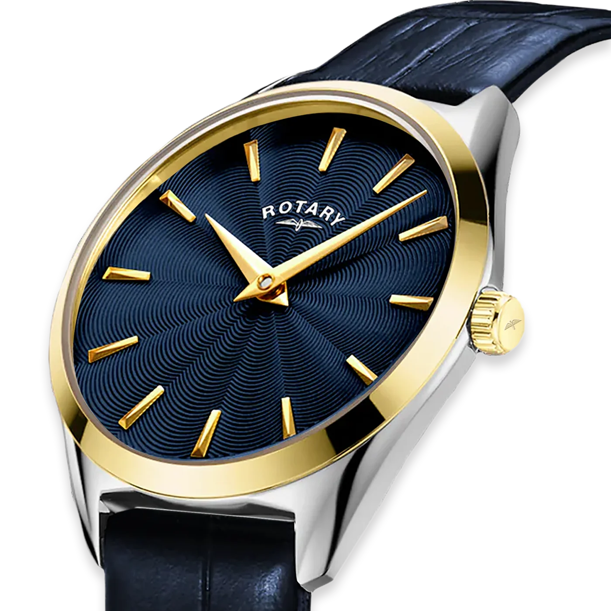 Rotary Ultra Slim 2-Tone, Blue Dial with Blue Leather Strap - LS08011-05