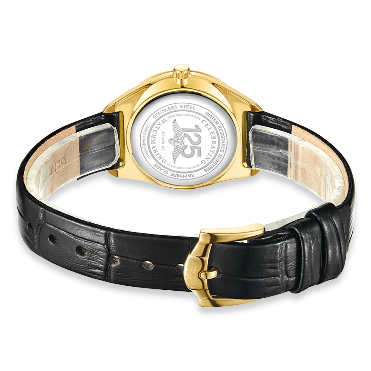 Rotary Ultra Slim, Silver Dial with Black Leather Strap - LS08013/01