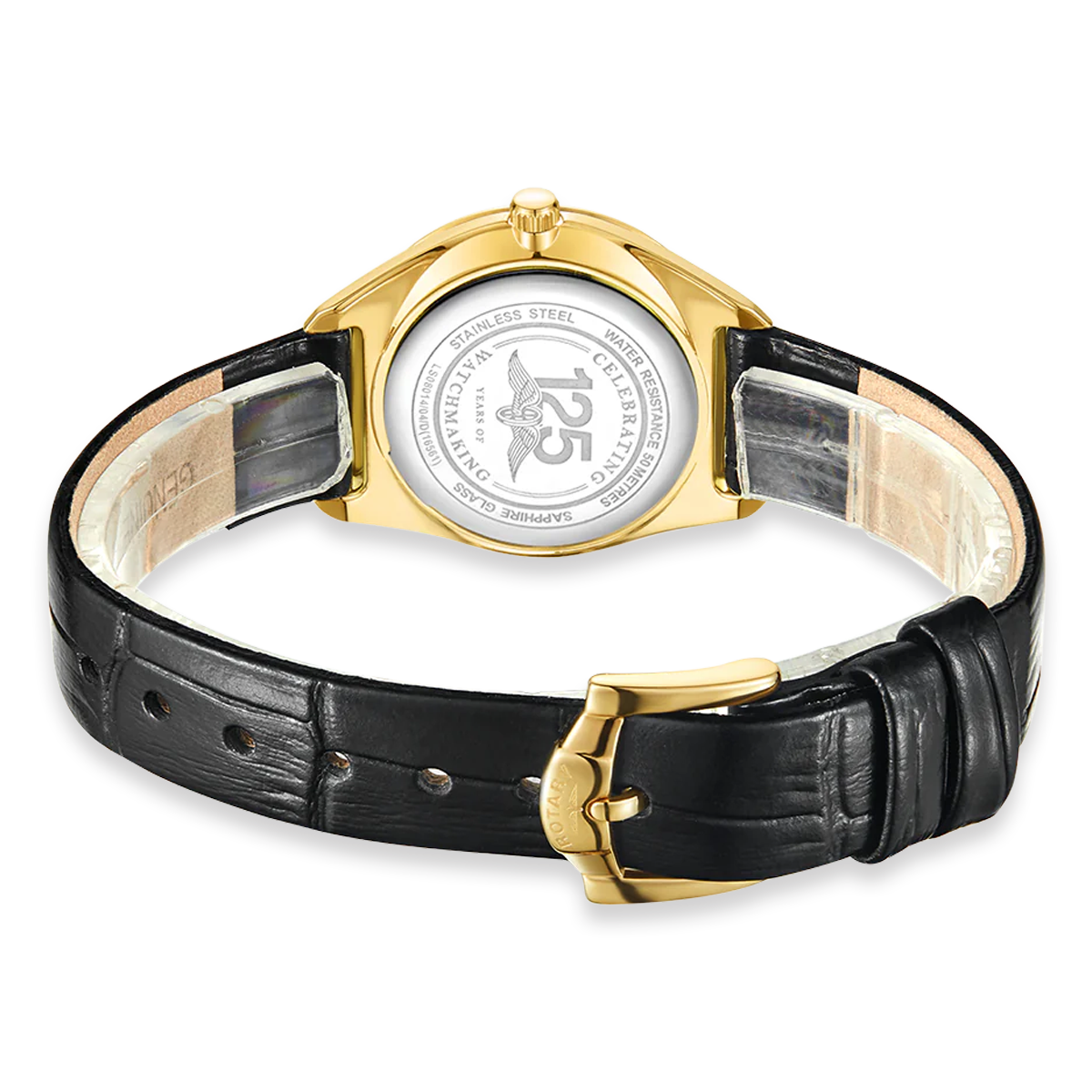 Rotary Ultra Slim, Gold Dial with Black Leather Strap - LS08013/03