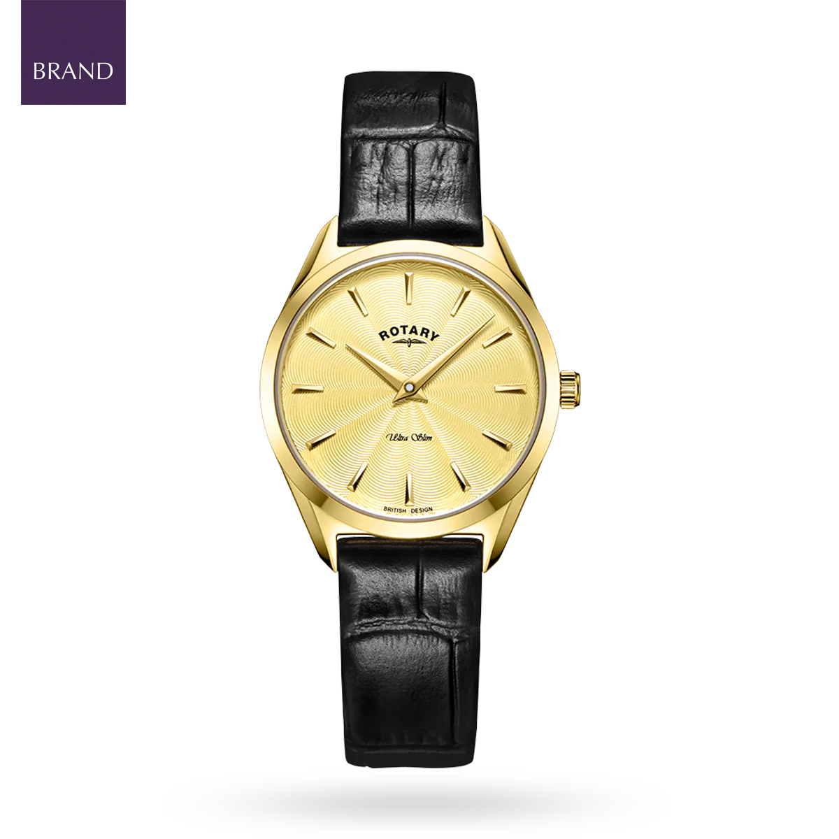 Rotary Ultra Slim, Gold Dial with Black Leather Strap - LS08013/03