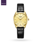 Rotary Ultra Slim, Gold Dial with Black Leather Strap - LS08013/03