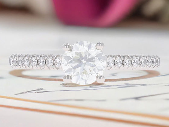 Platinum Round Brilliant Cut Diamond Solitaire Engagement Rings