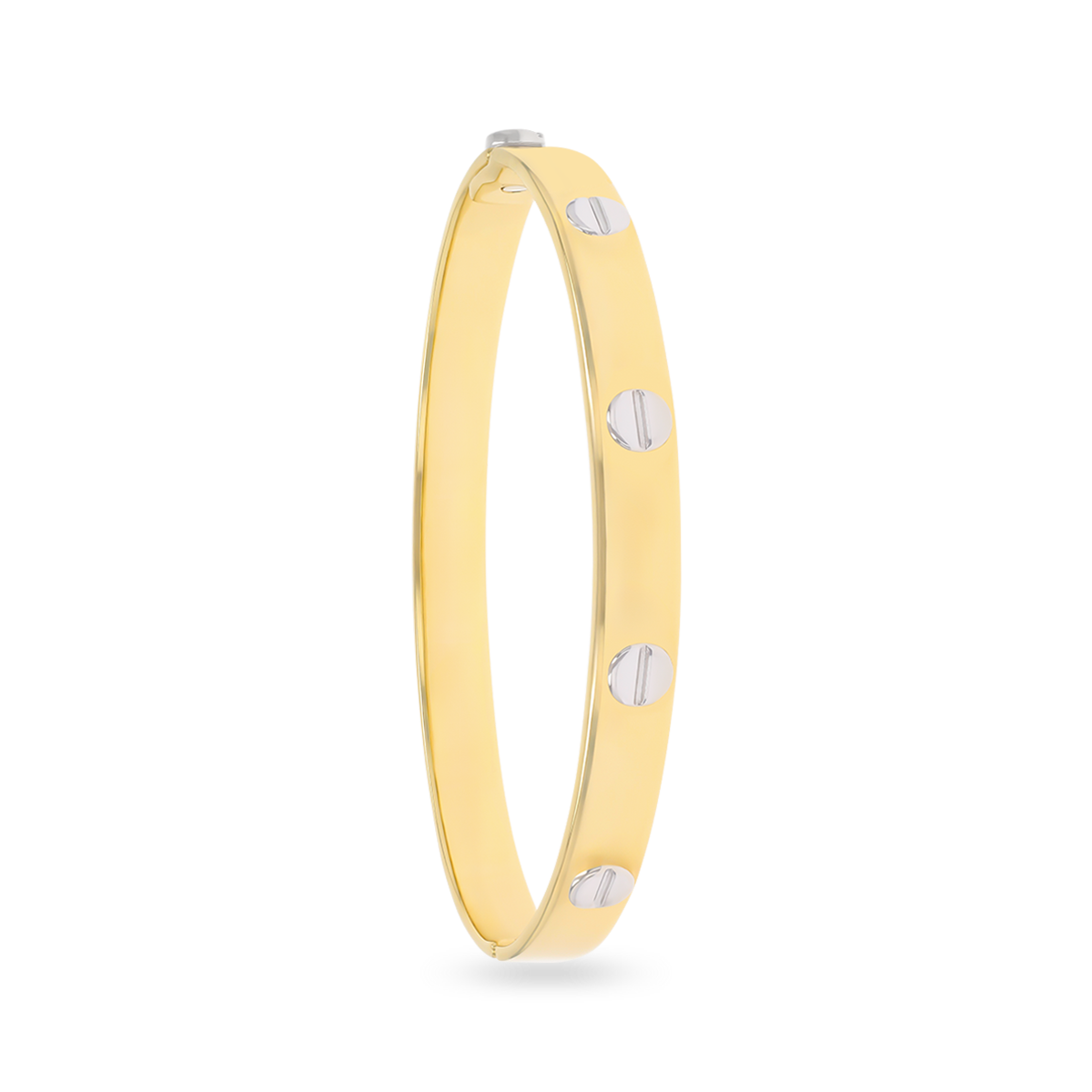 9ct Two Colour Gold 7mm Solid Screw Bangle