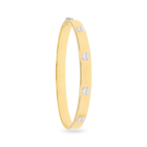 9ct Two Colour Gold 7mm Solid Screw Bangle