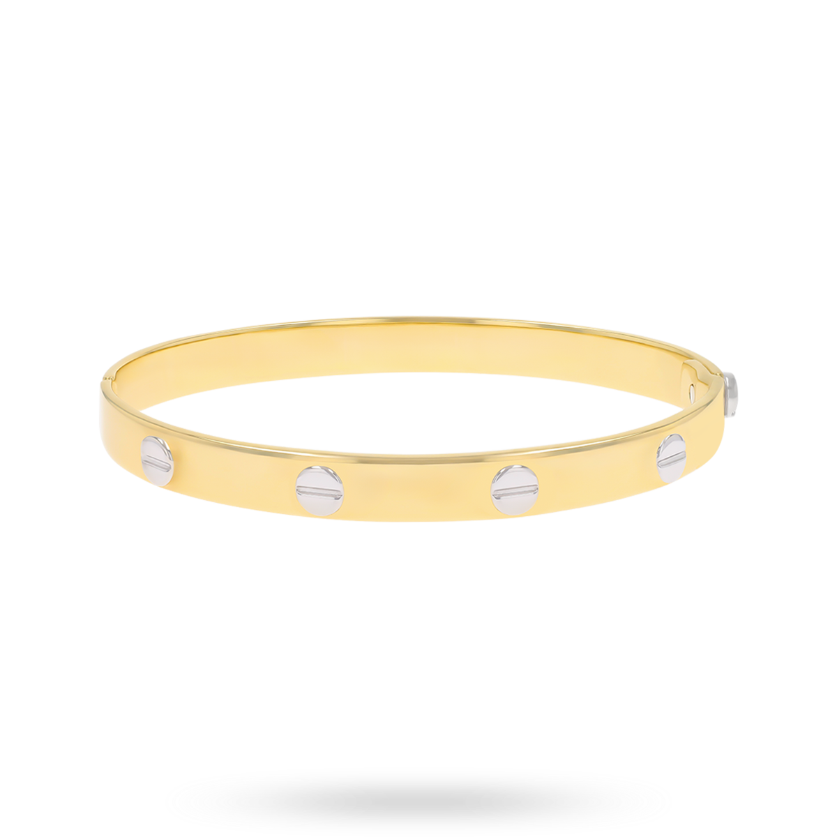 9ct Two Colour Gold 7mm Solid Screw Bangle