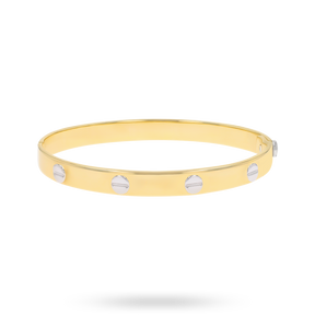 9ct Two Colour Gold 7mm Solid Screw Bangle