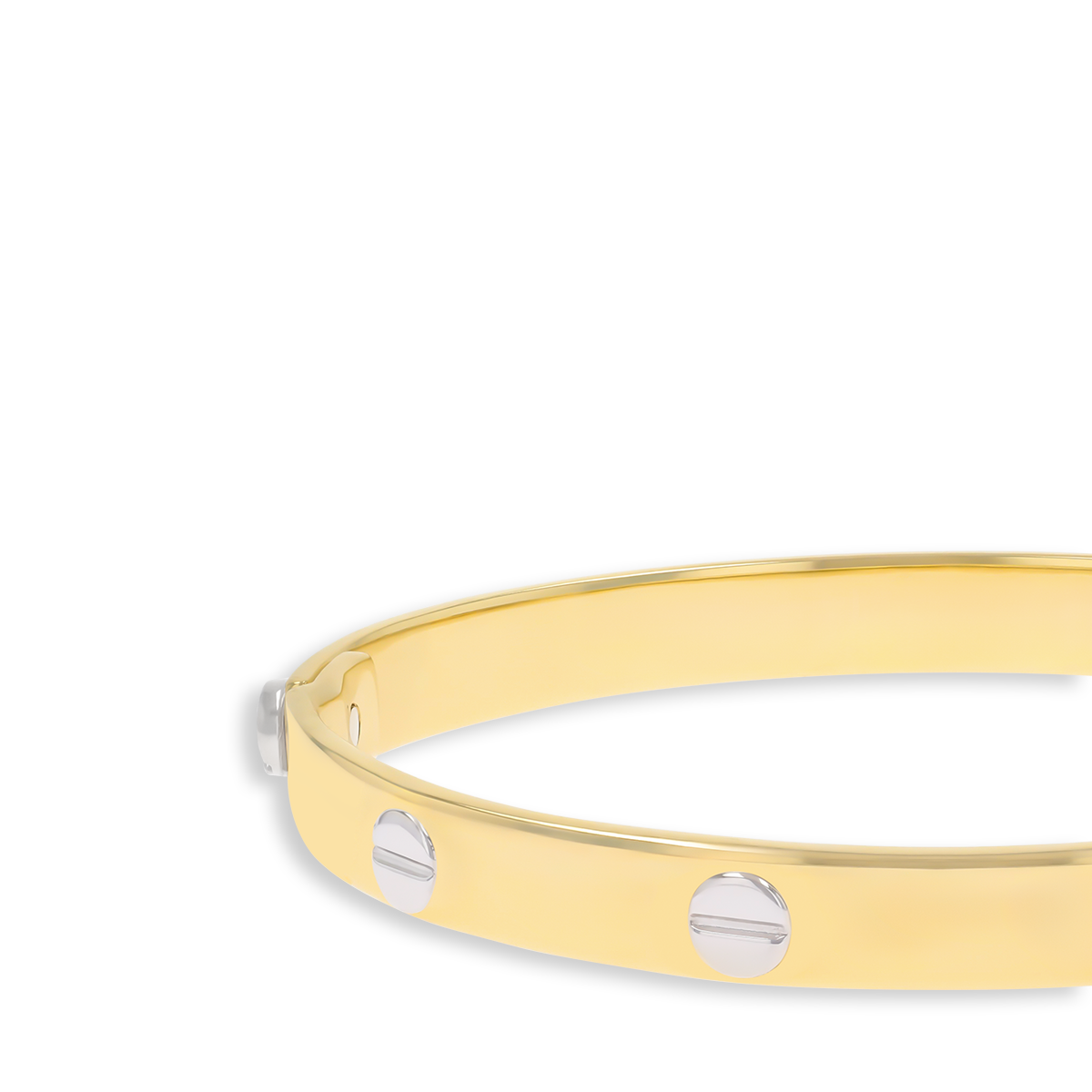 9ct Two Colour Gold 7mm Solid Screw Bangle