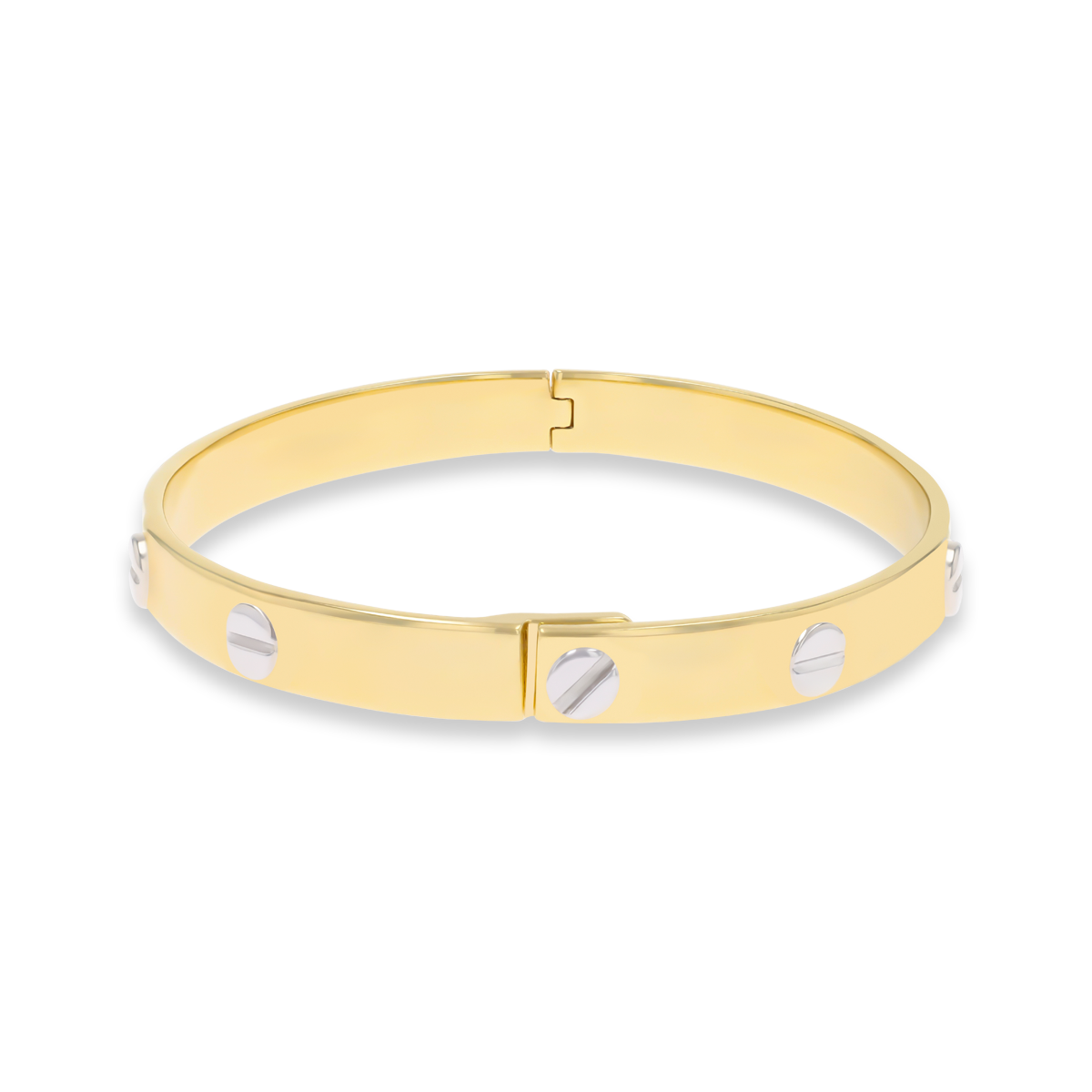 9ct Two Colour Gold 7mm Solid Screw Bangle