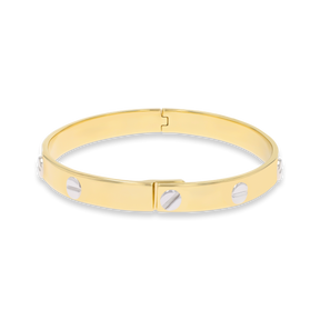 9ct Two Colour Gold 7mm Solid Screw Bangle