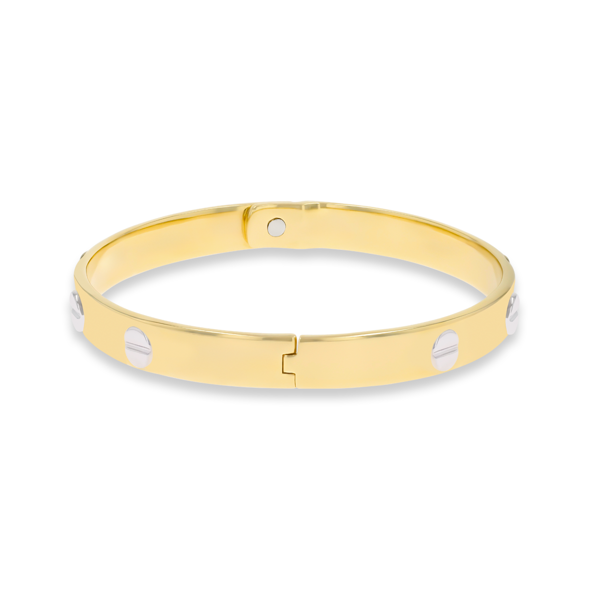 9ct Two Colour Gold 7mm Solid Screw Bangle