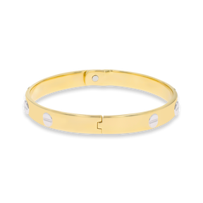 9ct Two Colour Gold 7mm Solid Screw Bangle