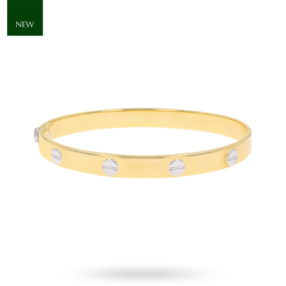 9ct Two Colour Gold 7mm Solid Screw Bangle