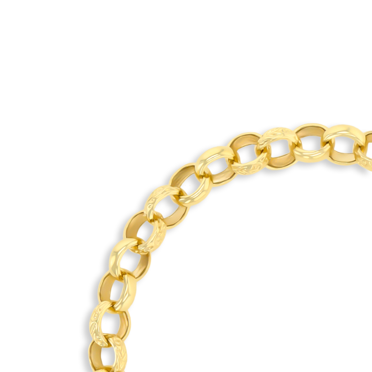 9ct Yellow Gold 8.5” Plain & Engraved Belcher Link Bracelet