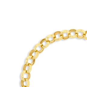 9ct Yellow Gold 8.5” Plain & Engraved Belcher Link Bracelet