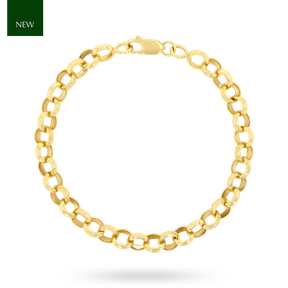 9ct Yellow Gold 8.5” Plain & Engraved Belcher Link Bracelet