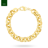 9ct Yellow Gold 12mm Plain & Engraved Belcher Link Bracelet