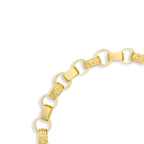 9ct Yellow Gold 7mm Plain & Engraved Belcher Link Bracelet