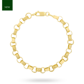 9ct Yellow Gold 7mm Plain & Engraved Belcher Link Bracelet