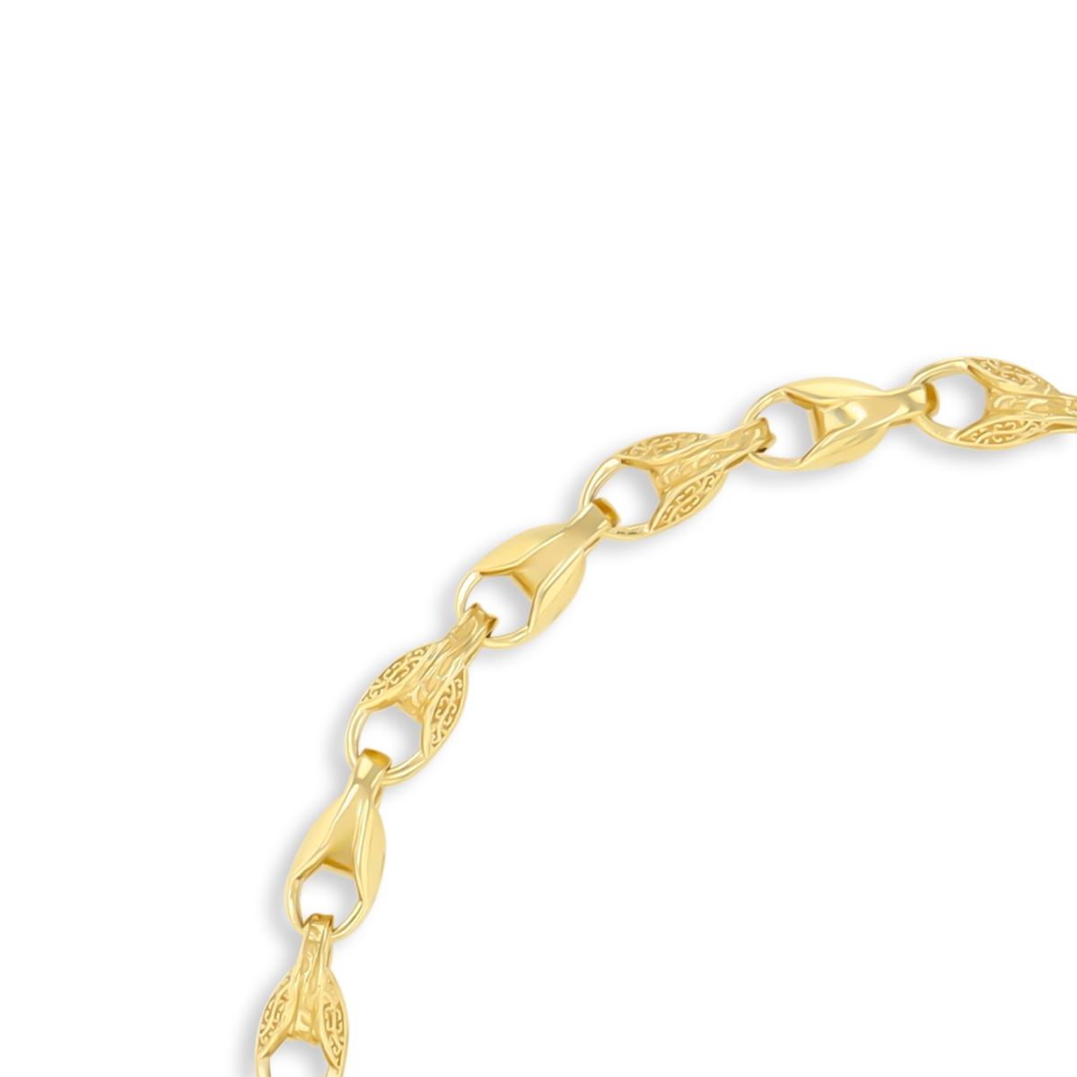 9ct Yellow Gold 8.5” Plain & Engraved Tulip Link Bracelet