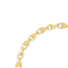 9ct Yellow Gold 8.5” Plain & Engraved Tulip Link Bracelet