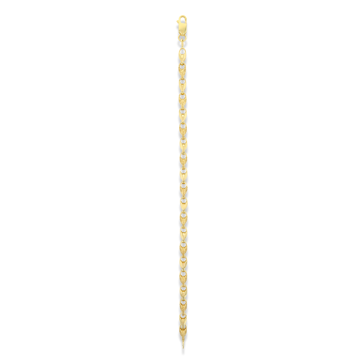 9ct Yellow Gold 8.5” Plain & Engraved Tulip Link Bracelet