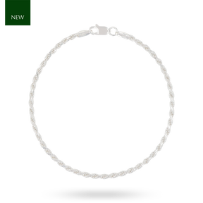 Sterling Silver 8” 2mm Rope Bracelet