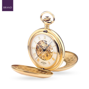 Rotary Gold Plated Half Double Hunter Skeleton Pocket Watch - MP00713/01