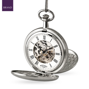 Rotary Stainless Steel Double Hunter Skeleton Pocket Watch - MP00726/01