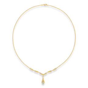 18ct Yellow Gold Opal & Diamond Teardrop Necklace