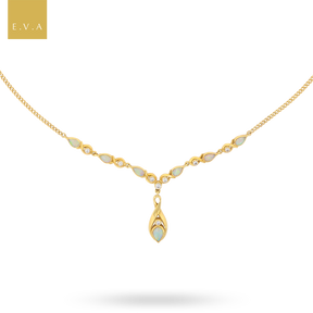 18ct Yellow Gold Opal & Diamond Teardrop Necklace