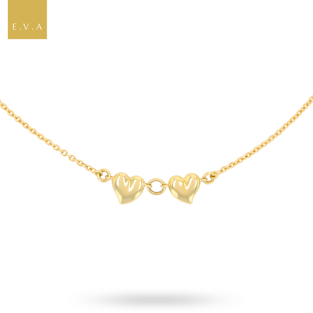18ct Yellow Gold Double Hearts Necklace