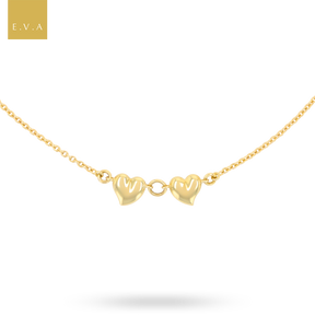 18ct Yellow Gold Double Hearts Necklace