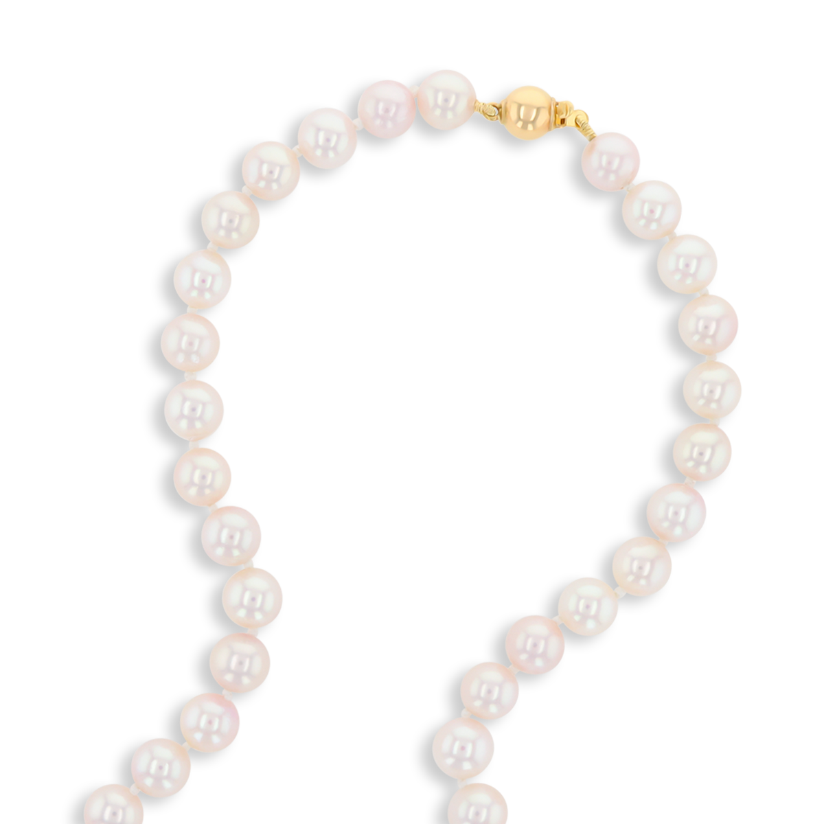 7.5-8mm Cultured Akoya Pearl 18” Necklace With 18ct Yellow Gold Clasp