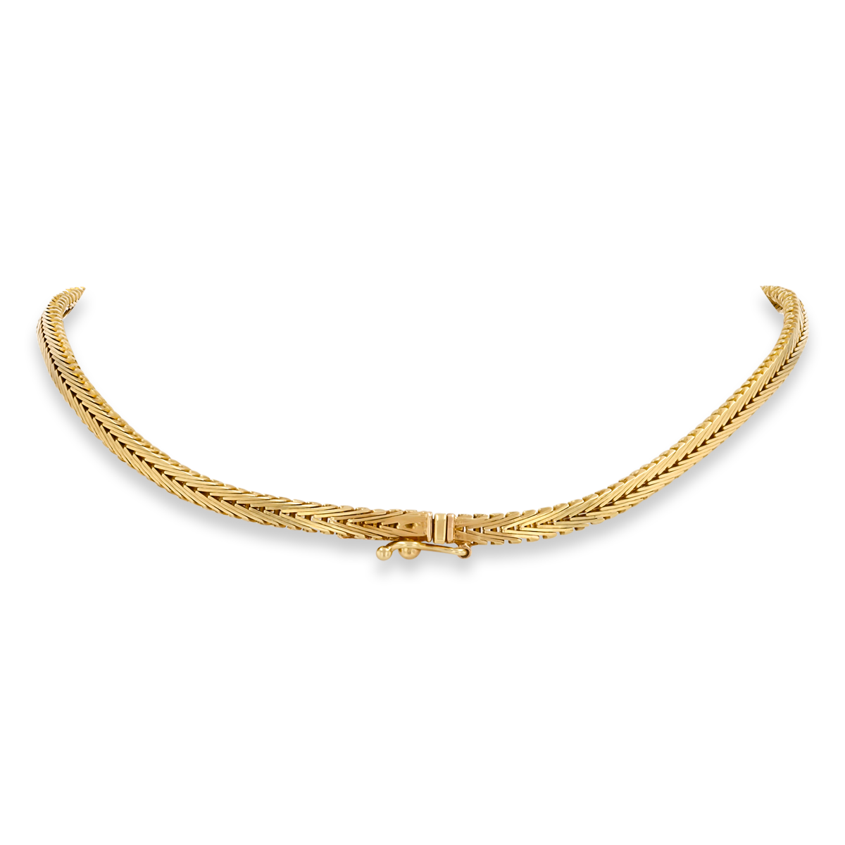 9ct Three Colour Gold Foxtail & Brick Collarette Necklace