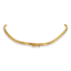 9ct Three Colour Gold Foxtail & Brick Collarette Necklace