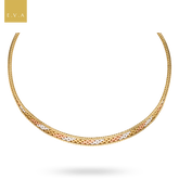 9ct Three Colour Gold Foxtail & Brick Collarette Necklace