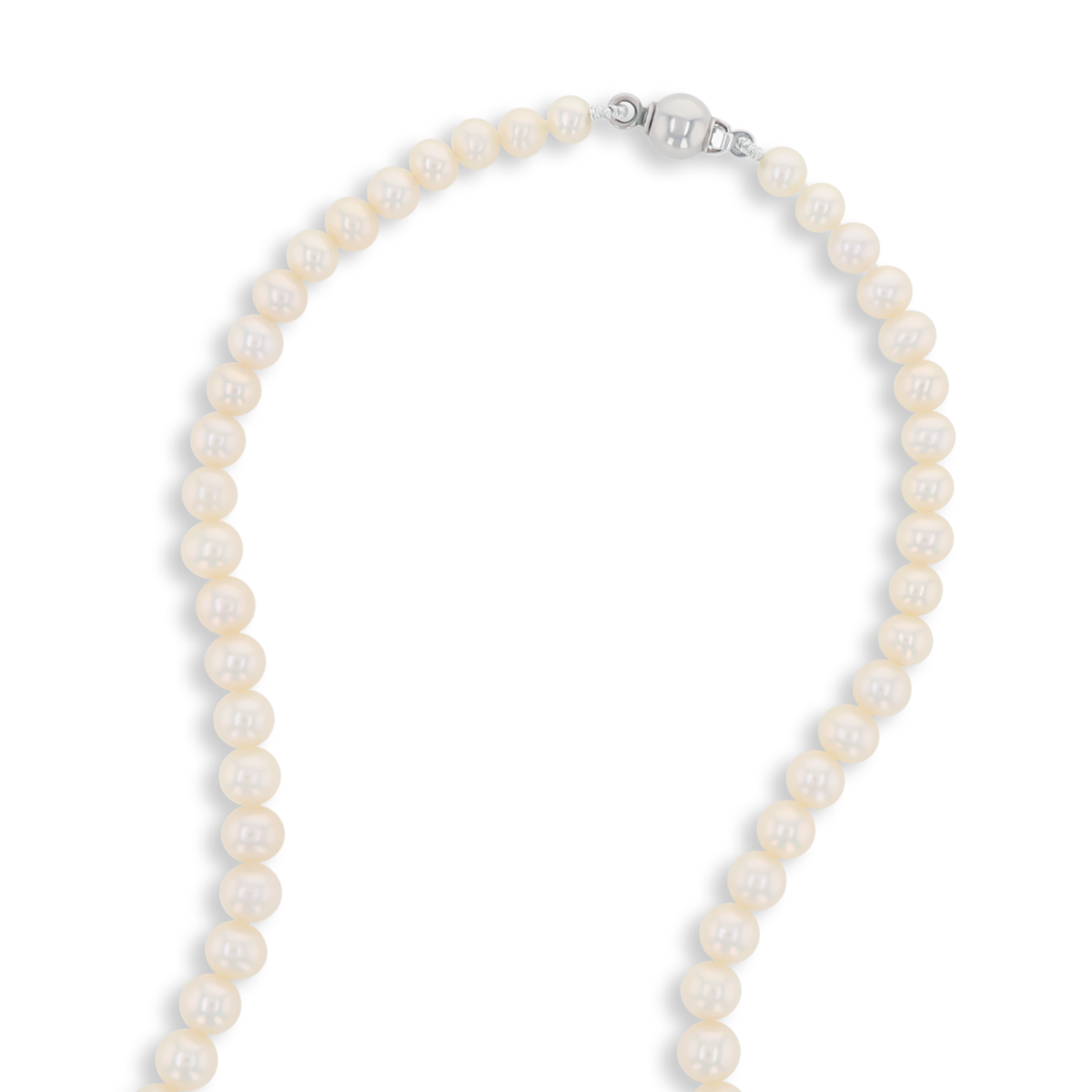 Graduated Cream Cultured Freshwater Pearl 16.5” Necklace With 9ct White Gold Clasp