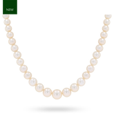 Graduated Cream Cultured Freshwater Pearl 16.5” Necklace With 9ct White Gold Clasp