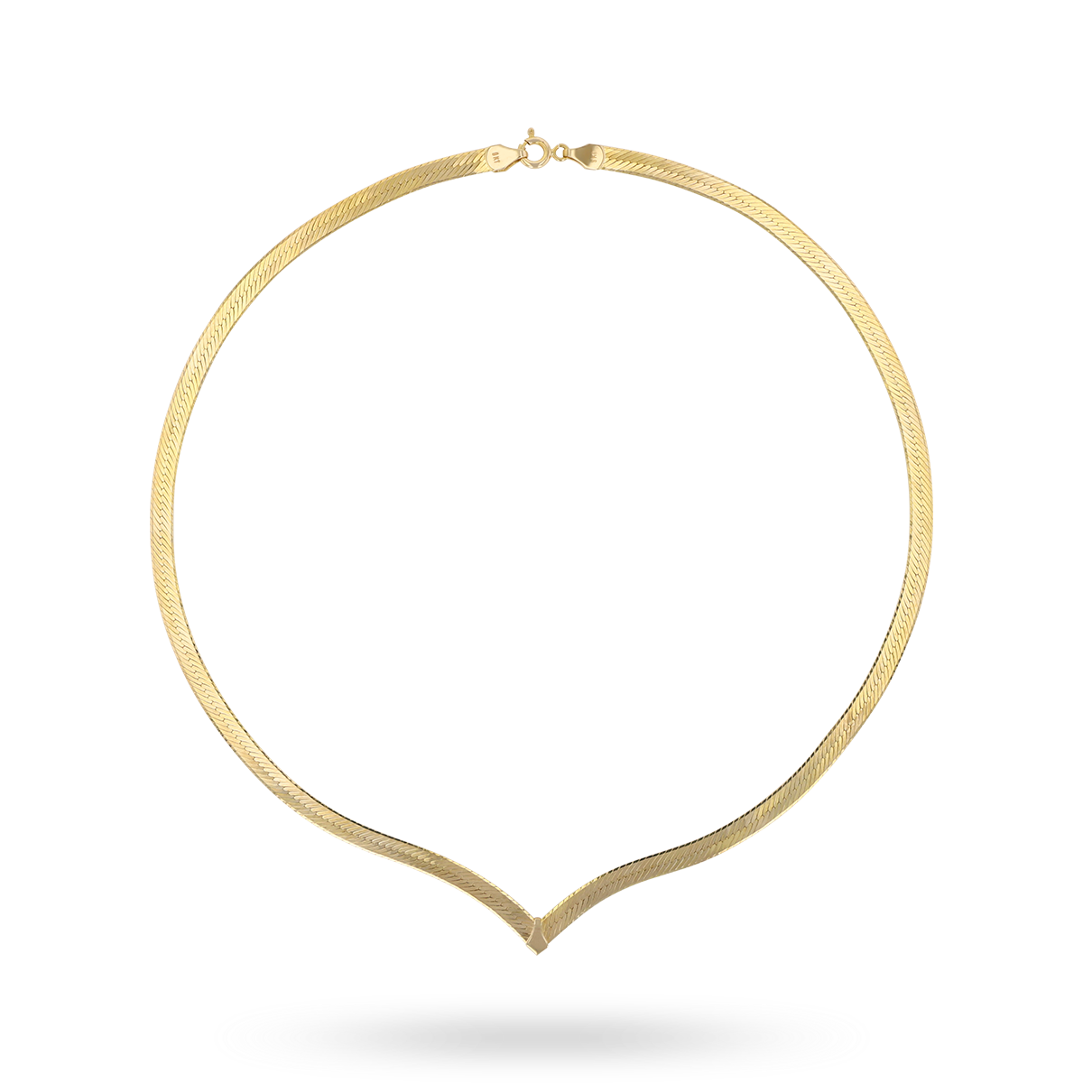 9ct Yellow Gold V-Shape Diamond Cut Herringbone Collarette Necklace