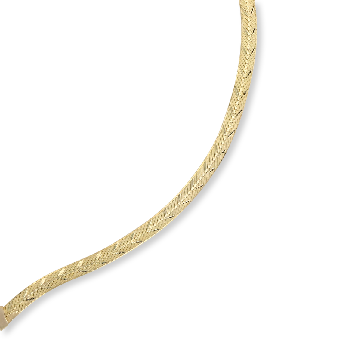 9ct Yellow Gold V-Shape Diamond Cut Herringbone Collarette Necklace