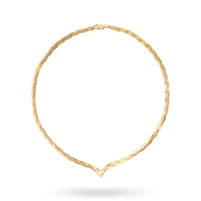 9ct Yellow Gold V-Shape Plait Herringbone Collarette Necklace