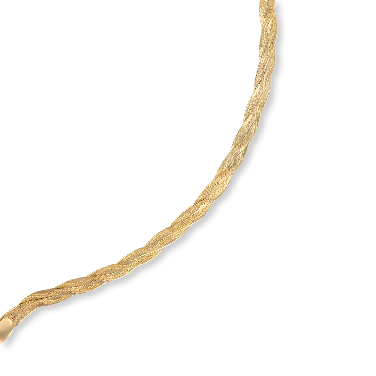 9ct Yellow Gold V-Shape Plait Herringbone Collarette Necklace