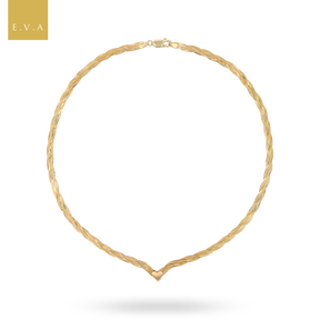 9ct Yellow Gold V-Shape Plait Herringbone Collarette Necklace