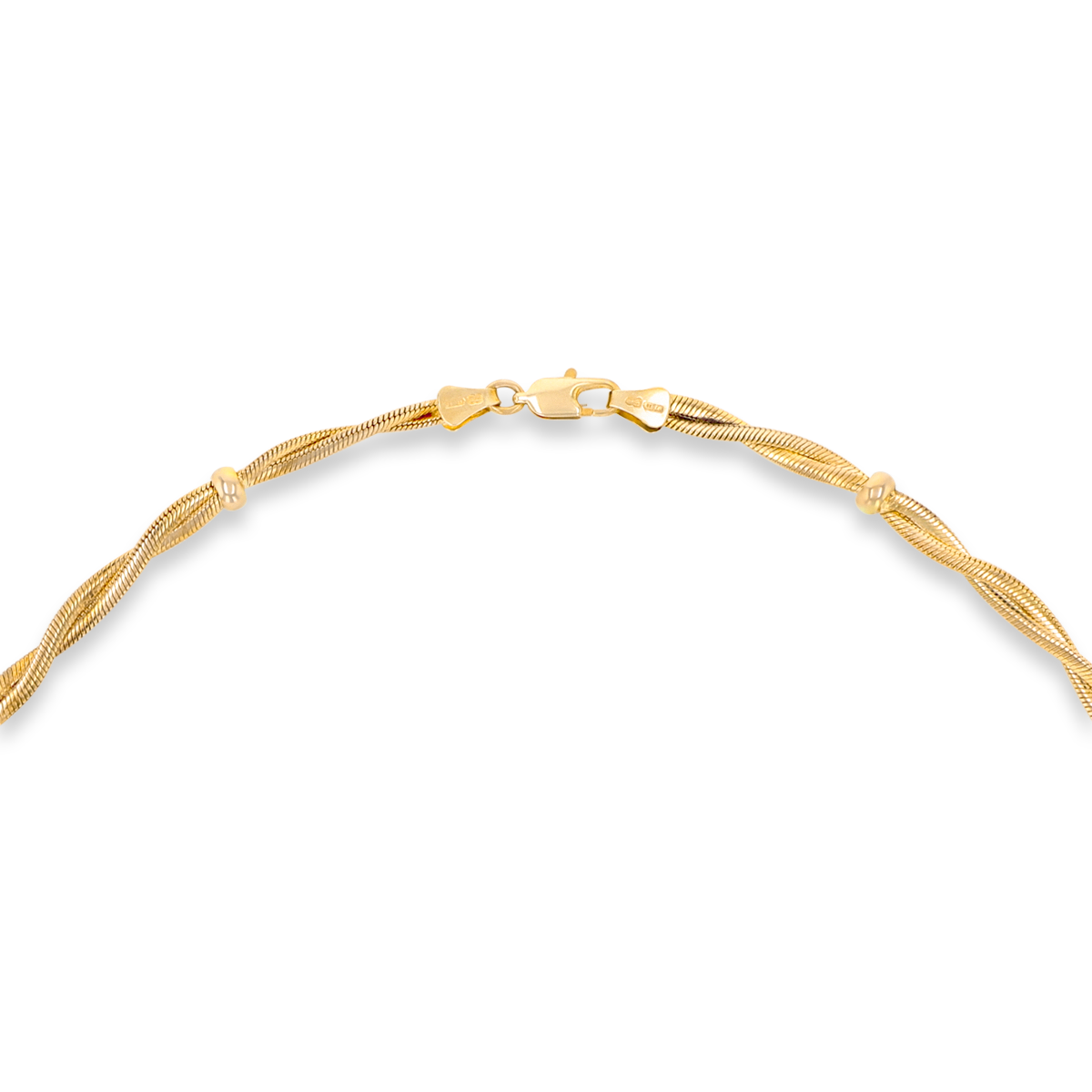 9ct Yellow Gold Beaded Omega Twist Necklace