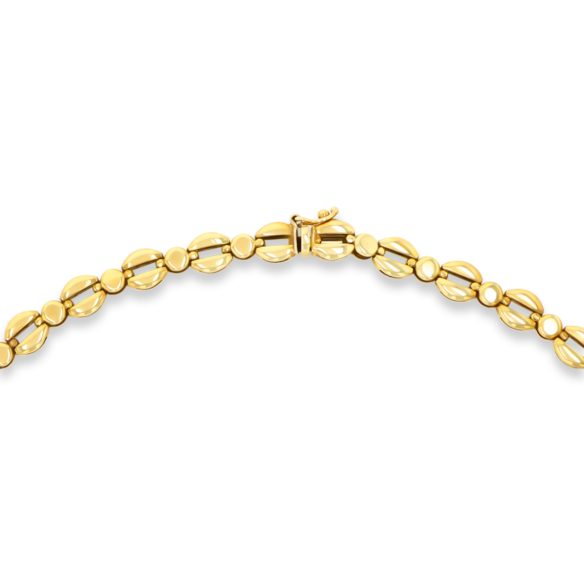 9ct Yellow Gold Flat Round & Open Link Necklace