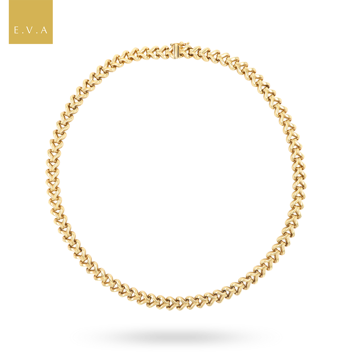 9ct Yellow Gold Chevron Link Collarette Necklace