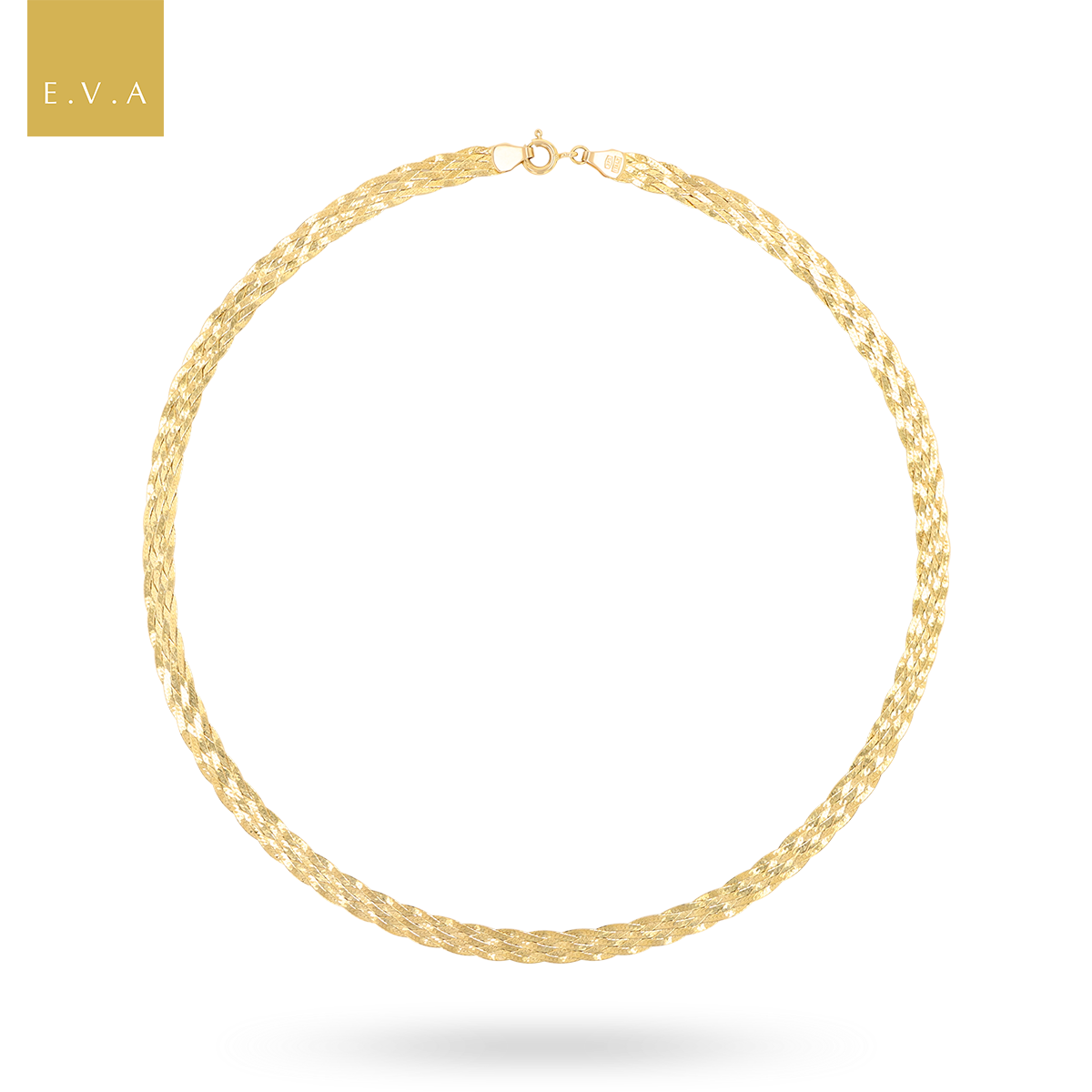 9ct Yellow Gold Six Plait Herringbone Necklace