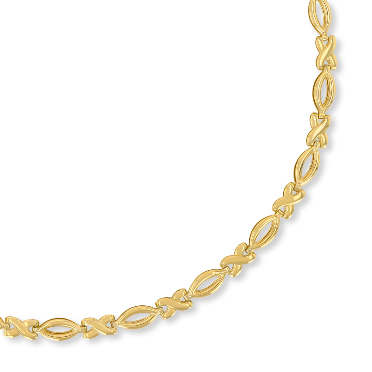 9ct Yellow Gold Kiss & Marquise Link Necklace