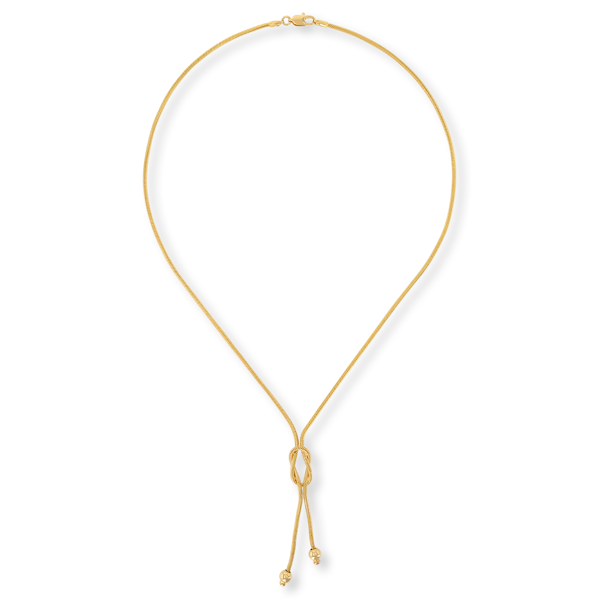 9ct Yellow Gold Love Knot Beaded Snake Necklace