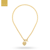 9ct Yellow Gold 18” Solid Oval Belcher Heart Tag T-Bar Necklace